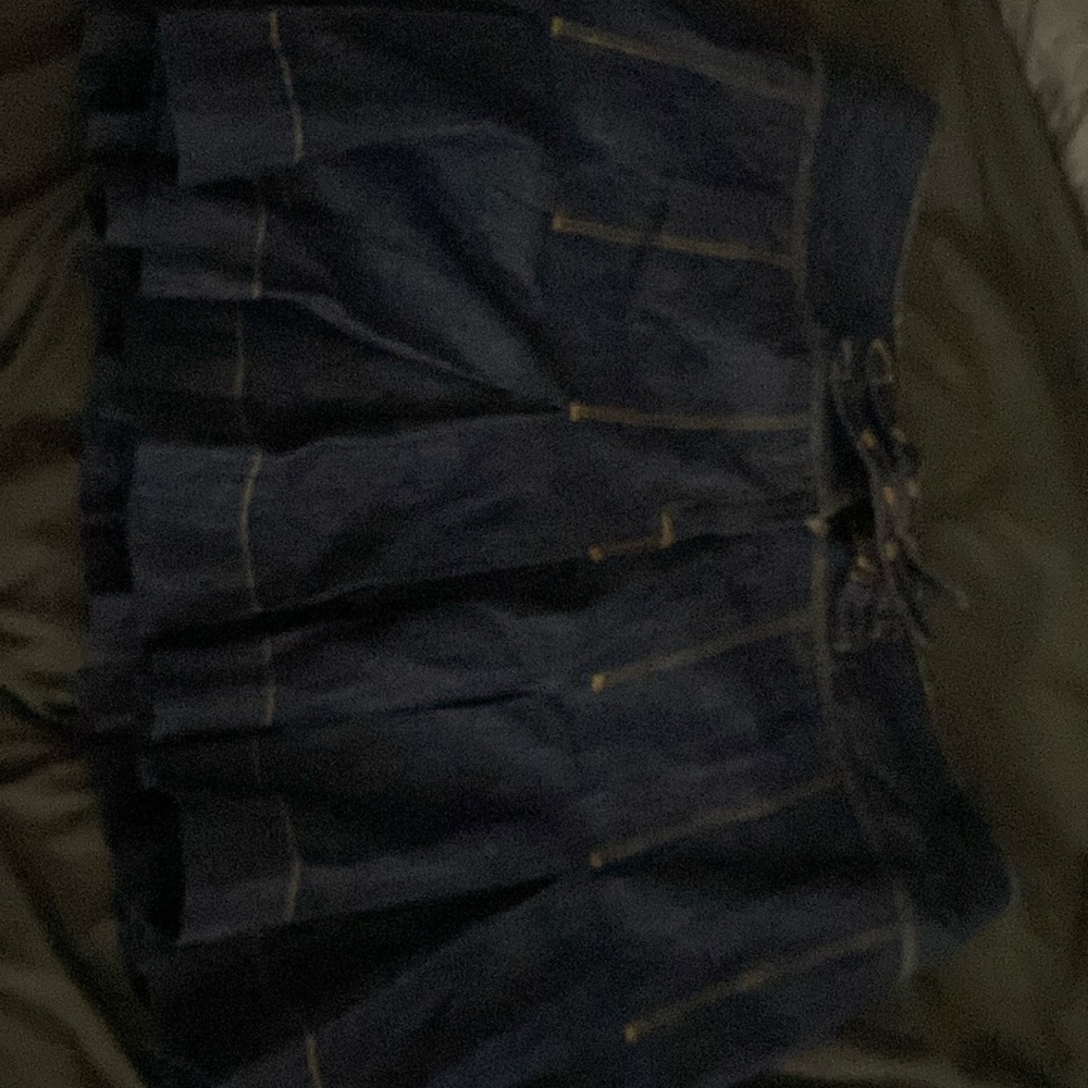 Hilfiger pleated denim skirt with side buckles